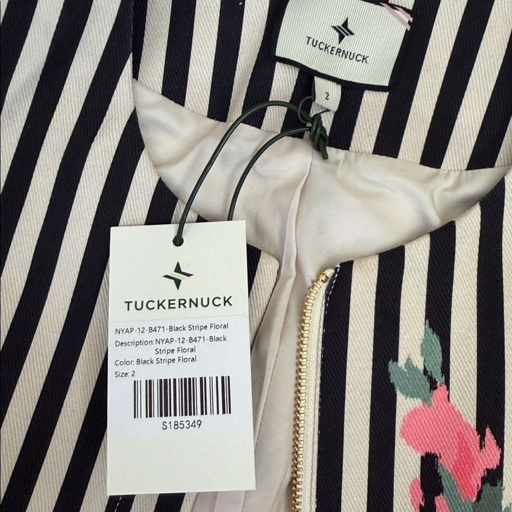 NWT Tuckernuck Rhoda Black Stripe Floral Sleeveless Structured Tunic Vest Sz 2 - Picture 11 of 12